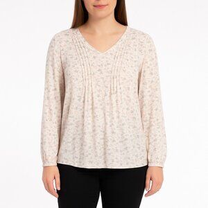 Lomon Women's Floral V Neck Long Sleeve Pullover Top Size M